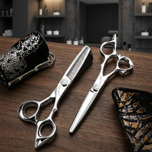 Ciseaux à cheveux professionnels en acier inoxydable VG10, ciseaux de coupe de salon, peigne détachable, manche long, outils de coiffure professionnels - Product Image 5