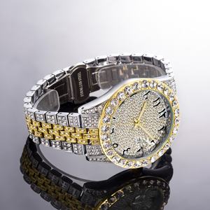 Montre-bracelet Hip Hop de luxe avec cadran brillant plaqué argent et diamants étincelants pour femmes et hommes, mouvement à quartz - Product Image 1