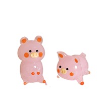 Handgefertigte Rosa Glas-Schweinchen-Figur Miniatur-Tier-Ornament Niedliche Borosilikatglas-Schweinchen-Deko Schreibtisch-Pflanzen-Aquarium-Dekoration Geschenk