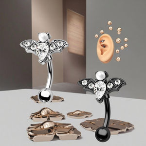 <span class=keywords><strong>Piercing</strong></span> de barra curvada de acero inoxidable, anillo de ceja de murciélago, anillo de 16G, <span class=keywords><strong>Piercing</strong></span> de diseño de moda para hombres y mujeres - Product Image 4