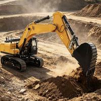 Excavatrice SY870H 377 kW, capacité de godet 5,0-6,5 m³, force de levage 370 kN pour le chargement de camions en carrière de pierres et l'excavation en vrac