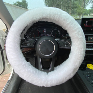 Housse de <span class=keywords><strong>volant</strong></span> de voiture <span class=keywords><strong>en</strong></span> fausse <span class=keywords><strong>fourrure</strong></span> de lapin - Housse universelle élastique pour l'hiver - Product Image 2