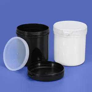Werkspreis leere Dose Lebensmittelverpackung Zylinder rundes HDPE schwarzes Plastikgefäß Behälter Großhandel