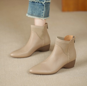 Botas Chelsea de Piel Vacuna para Mujer, Tacón Alto, Impermeables, Tacón Delgado, Zapatos para el Trabajo, Desplazamientos Diarios y Carrera Profesional - Product Image 6
