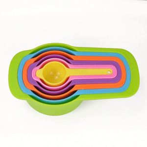 Cheap Eco-Friendly Kitchen Backing Tool 6-Piece Rainbow Multicolor PP Plastic Liquid <b>Measuring</b> <b>Spoons</b> and Cups Set - Product Image 5
