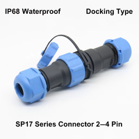 Connecteur circulaire étanche IP68 SP17, 2-4 broches, raccord fileté, montage sur câble, prise mâle, prise femelle, alimentation 400V-500V 5A-10A