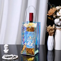 Plastique pvc transparent 6 bouteilles de vin rouge glacé verre sac de transport réutilisable logo personnalisé cadeau fourre-tout vin sac isotherme
