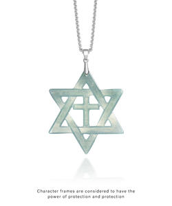 Colgante de Jadeíta Natural con Diseño de Estrella Hexagonal y Cruz, Plata S925, Clásico, Moderno, Unisex - Product Image 2