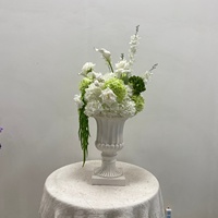Arrangement floral artificiel, roses en soie bordeaux, hortensias, centre de table, vase, décoration de table de mariage, pour fête, hôtel, banquet
