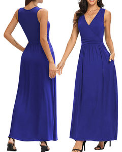 Robes longues d'été <span class=keywords><strong>pour</strong></span> femmes de haute qualité en gros, taille haute, coupe évasée, sexy, sans manches, unies, imprimées, <span class=keywords><strong>pour</strong></span> les fêtes, robes décontractées - Product Image 2