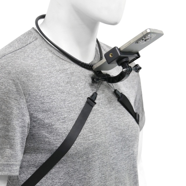 GoPro Neck Mount Phone Holder, POV Camera Necklace Bracket for Cycling Vlog Live Streaming, Action Camera Accessories