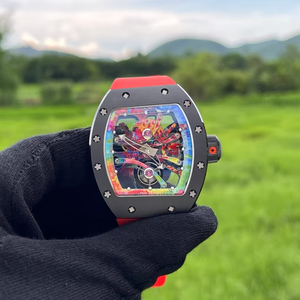 Relojes de Lujo para Hombre, Estilo 68-01 Cyril Kongo, Reloj Mecánico Tourbillon con Arte de Grafiti Colorido, Caja de Fibra de Carbono Negra NTPT - Product Image 1