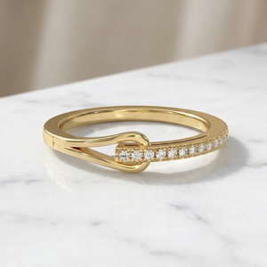 Round Cut Lab Grown Diamond Modern Knot Twist Wedding <b>Band</b> <b>Ring</b> in 10K 14K 18K Gold 925 935 <b>Sterling</b> <b>Silver</b> - Product Image 1