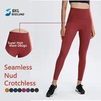 थोक कस्टम सेक्सी नग्न सुपर उच्च Waisted Crotchless योग लेगिंग पैंट अमेरिका आकार नीयन लड़की महिलाओं तंग फिटनेस और योग पहनने