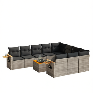 Juego de Sofás de Jardín de Ratán Gris, Muebles de Exterior para 8 Personas, Diseño Contemporáneo, Material Resistente a los Rayos UV y Duradero - Product Image 1