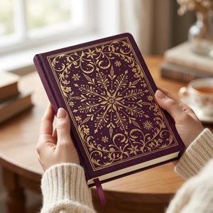 Quaderno A5 Personalizzato in PU Viola con Lamina Dorata, Motivo a <span class=keywords><strong>Fiocchi</strong></span> <span class=keywords><strong>di</strong></span> <span class=keywords><strong>Neve</strong></span> e Segnalibro a Stella per Regalo - Product Image 2