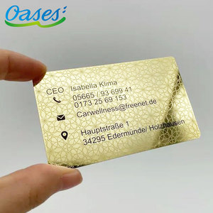 Carte de visite gravée au laser de taille personnalisée en métal blanc doré miroir 24k avec fente pour puce et bande magnétique - Product Image 5