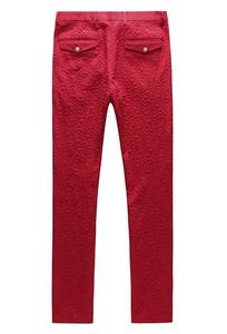 Kostüm Homme mor kırmızı desen doku şal yaka damat smokin erkek takım elbise düğün balo en iyi erkek Blazer <span class=keywords><strong>3</strong></span> adet - Product Image 5