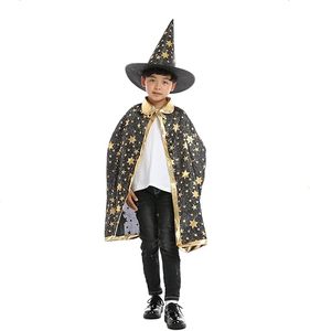 Capa de Mago 2024 con Sombrero, Accesorios de Halloween para Niños, Disfraz de Bruja de Alta Calidad para Niños, Capa Suave y Cómoda, Conjunto de Halloween - Product Image 1