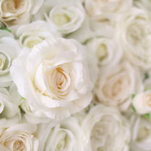 Nouvelle Arrivée : Mur de Fleurs Artificielles Haut de Gamme en Soie, Panneau Floral Moderne Personnalisé 5D/8D, Roses Crème et Blanches pour Décoration de Scène de Mariage - Product Image 4
