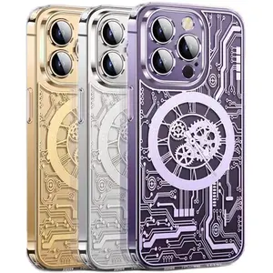 New Design Transparent Mechanical Dial Luxury Phone Cover Case For Iphone 12 Pro Max 13 Pro Max Phone Case For Iphone 13