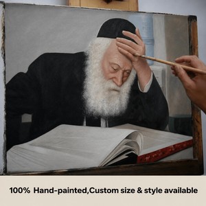 Dipinto Realistico su Tela Personalizzato di Ritratto da Foto, Arte Giudaica Artigianale per Regalo di Anniversario Familiare Ebraico - Product Image 3