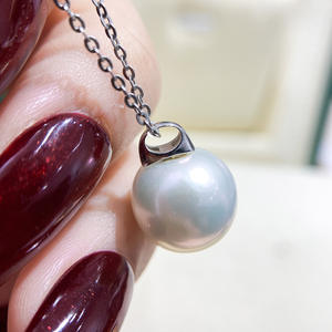 S925 <b>Silver</b> Pendant Necklace with 9-13mm Round <b>Beads</b> DIY Pearl Accessories Empty Stand Fashion Pendant 31072 - Product Image 2
