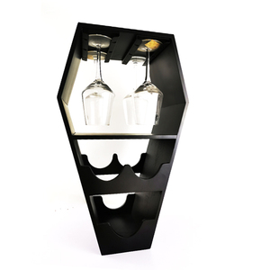 Gỗ Treo Tường Và Bàn Đứng Quan Tài Hình Dạng Kệ Rượu - Product Image 2