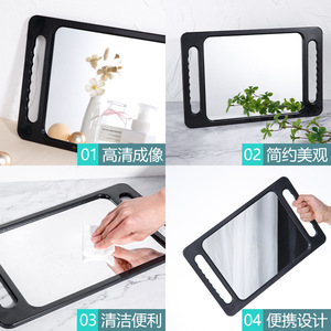 Miroir de salon de coiffure portable rectangulaire noir haut de gamme pour la coupe de cheveux vue de dos - Product Image 3