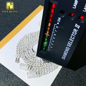 Collar de eslabones cubanos de moissanita de tamaño pequeño, probador de diamantes de una fila de 6mm, Plata de Ley 925, joyería para hombres y <span class=keywords><strong>mujeres</strong></span>, cadenas heladas - Product Image 2