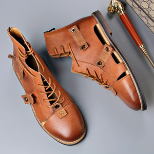 Summer new high-top lace-up Roman <b>sandals</b> with intricate designs, elegant feel, retro style, versatile, back zipper, men’s shoes - Product Image 6