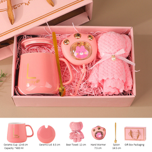 Coffret Cadeau de Remise de Diplôme pour Enfants : Tasse en Céramique Thermostatique, Chauffe-Mains Dessin Animé et Ensemble <span class=keywords><strong>Serviette</strong></span> Ours - Product Image 1