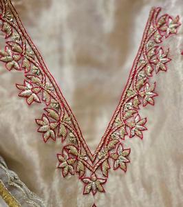 Glass <b>Tissue</b> Kurta Pant Set with Matching Dupatta Women's Designer Ethnic Wear Sheer Fabric Outfit for <b>Wedding</b> and Festive Use - Product Image 3