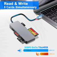 Lector de Tarjetas de Memoria 5 en 1 USB C de Alta Velocidad, Lector de Tarjetas TF SD MS M2 XD CF