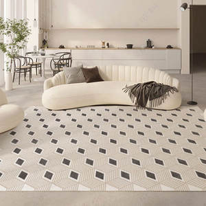 พรมปูพื้นทรงเรขาคณิตสไตล์ฝรั่งเศส รูปทรงสี่เหลี่ยมผืนผ้า กันลื่น สำหรับห้องนั่งเล่น ใช้ในบ้าน ลายที่ 1 ลายที่ 2 ลายที่ 3 ลายที่ 4 - Product Image 3