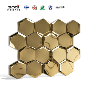 Haute Brillant 3D Hexagone Salle De Bains Carrelage Intérieur Mur Décoration En Acier Inoxydable Métal Mosaïque Moderne <span class=keywords><strong>Parquet</strong></span> pour Hôtel Rénovation - Product Image 1