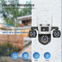Caméra IP WIFI 4MP à trois objectifs, extérieure, détection automatique des personnes, moniteur vidéo PTZ, système de sécurité CCTV à trois écrans
