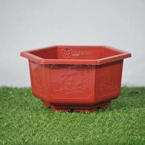 Traditional <b>Square</b> Plastic Bonsai <b>Pot</b> Hand Carved Lightweight & Eco-Friendly for Garden and Floor Use - Product Image 1