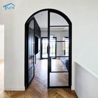 Puertas Francesas de Entrada Exteriores Arqueadas de Aluminio de Diseño Moderno, Estilo Abatible con Capacidad de Diseño Gráfico en Vidrio