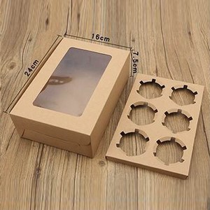 Cajas para Muffins de Papel Kraft Marrón con 6 Cavidades, Ventana Transparente y Divisores, Embalaje Ecológico Reciclable con Recubrimiento UV - Product Image 5