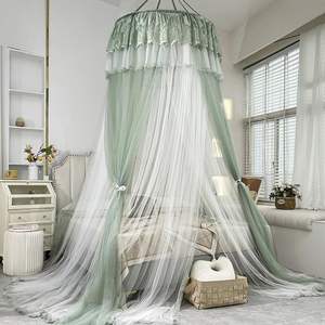 Double Layer <b>Bed</b> Curtain Canopy <b>Drapes</b> 2.2M Round Dome Lace Princess Mosquito Net - Product Image 4