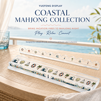 Support de Mahjong américain en acrylique transparent imprimé UV personnalisé, motif côtier, avec poussoir magnétique festonné détachable, 17,5-20 pouces