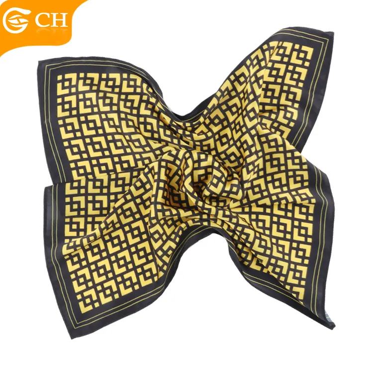 Лидер продаж, женские шелковые шарфы высокого качества, роскошный цифровой печатный золотой шарф, индивидуальный 100% Шелковый дизайнерский шарф для женщин