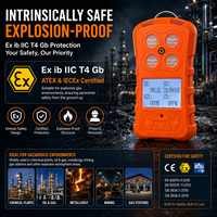 Detector de Gas Portátil 4 en 1 HIREP, Recargable, Monitor Multigas O2 H2S CO LEL con Alarma de Sonido, Luz y Vibración OEM