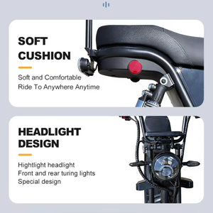 Bicicleta Eléctrica de 1500W con Motor Trasero sin Escobillas, Aleación de Aluminio, Batería de Litio de 60V, Suspensión Hidráulica, Velocidad de 50km/h, 200kg - Product Image 4
