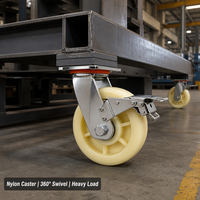 Roue pivotante universelle en nylon de haute qualité, 4, 5, 6 pouces, résistante à la corrosion, avec frein à roulement à billes, pour établi et chaise de bureau