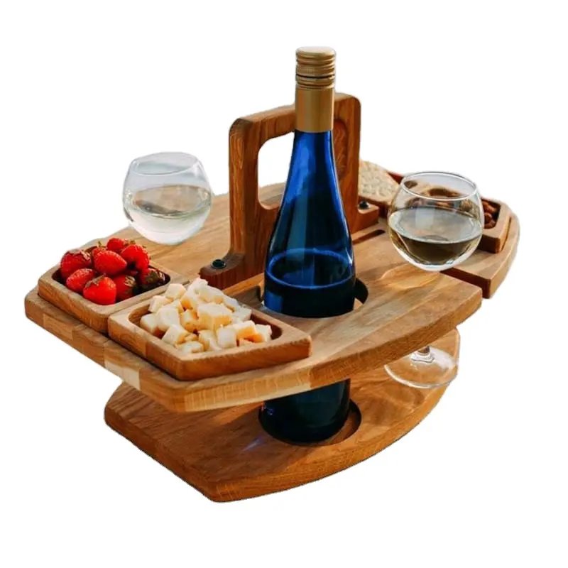 Деревянный поднос для фруктов, интегрированный поднос для вина, уличный подвесной столик для пикника, переносной стол и стул, подвесной стол