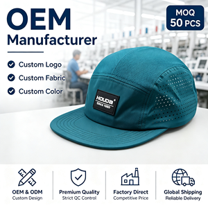 Casquette de course unisexe HouDa personnalisable à 5 panneaux, à bord souple, avec boucle de ceinture tissée, légère, en polyester/coton, réglable, séchage rapide - Product Image 1
