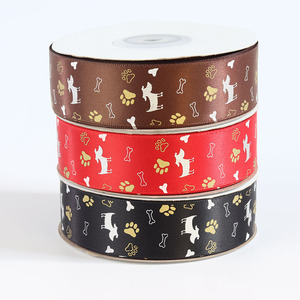 Заводская изготовленная на заказ 25 мм собачья косточка печатная атласная лента 100% полиэстер одно лицо для ребенка подарочная упаковка персонализированный логотип - Product Image 3