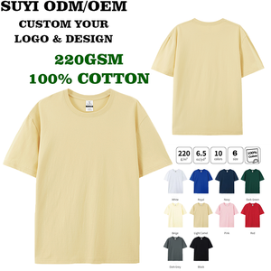 T-shirt promotionnel en coton 220 GSM, plusieurs couleurs unies, tailles EU/US, unisexe, vierge, personnalisable avec logo, manches courtes - Product Image 1
